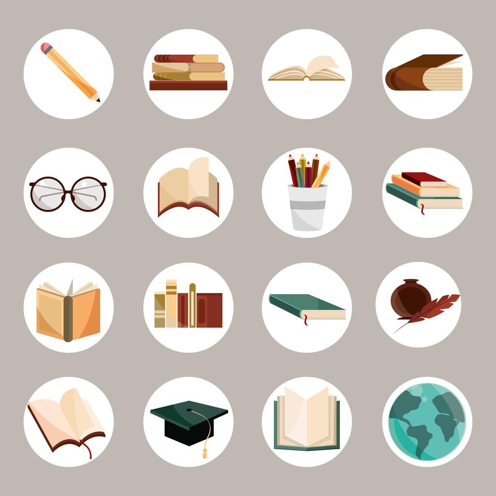 conjunto de iconos de alfabetización educación vector