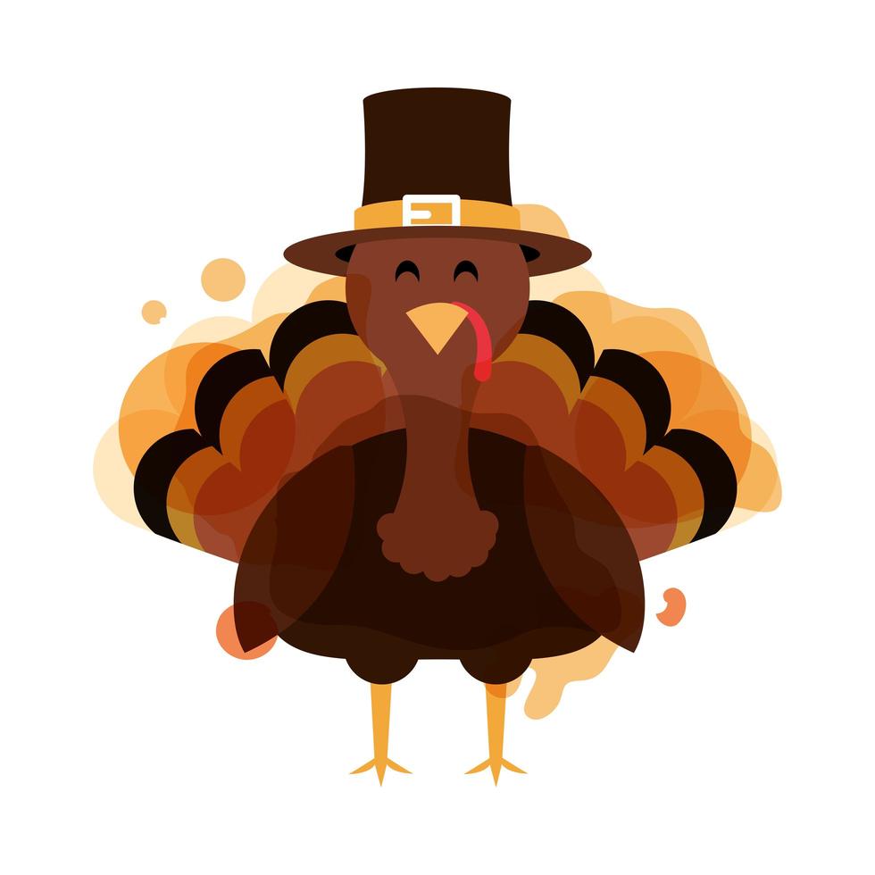 turkey with pilgrim hat vector