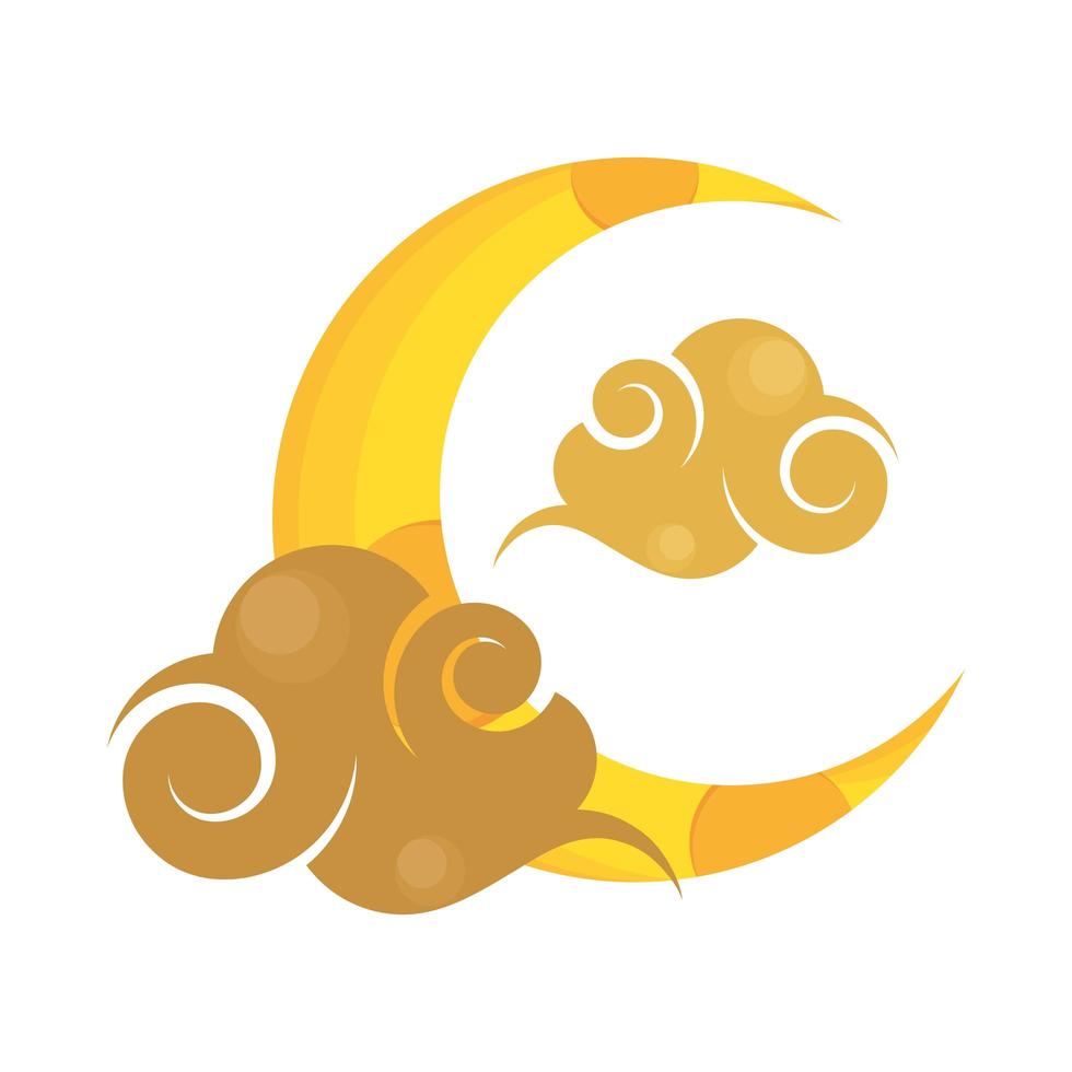 asian clouds and moon vector