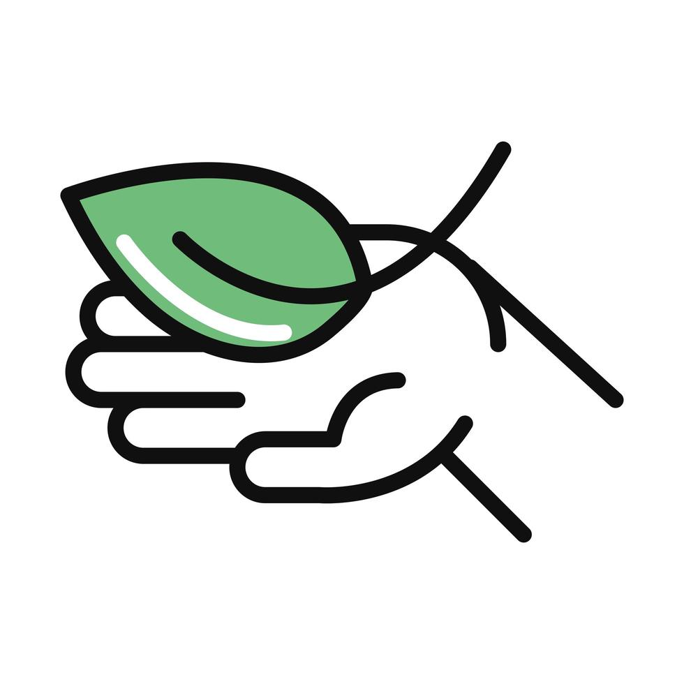 hand with leaf vector