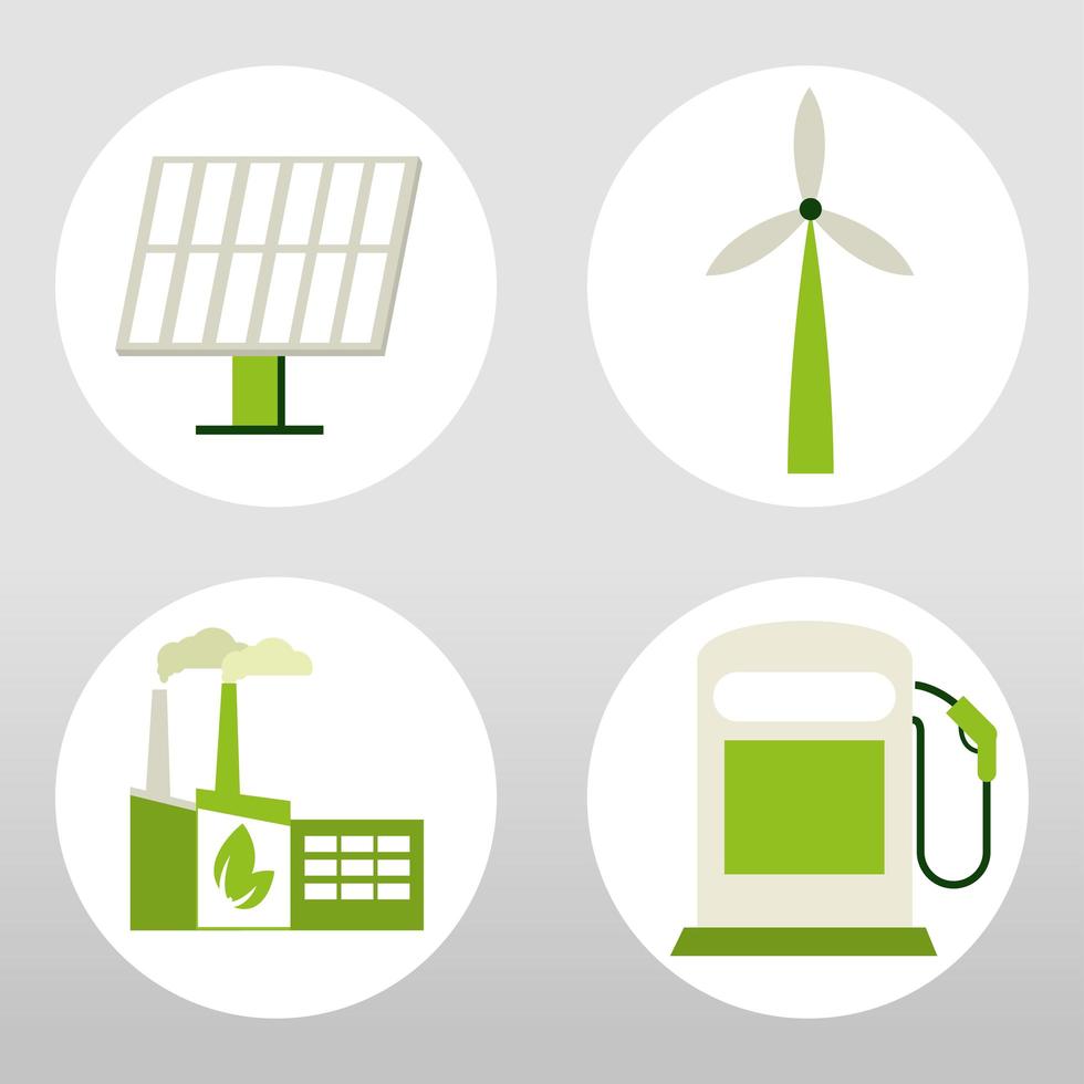 green energy icon set vector