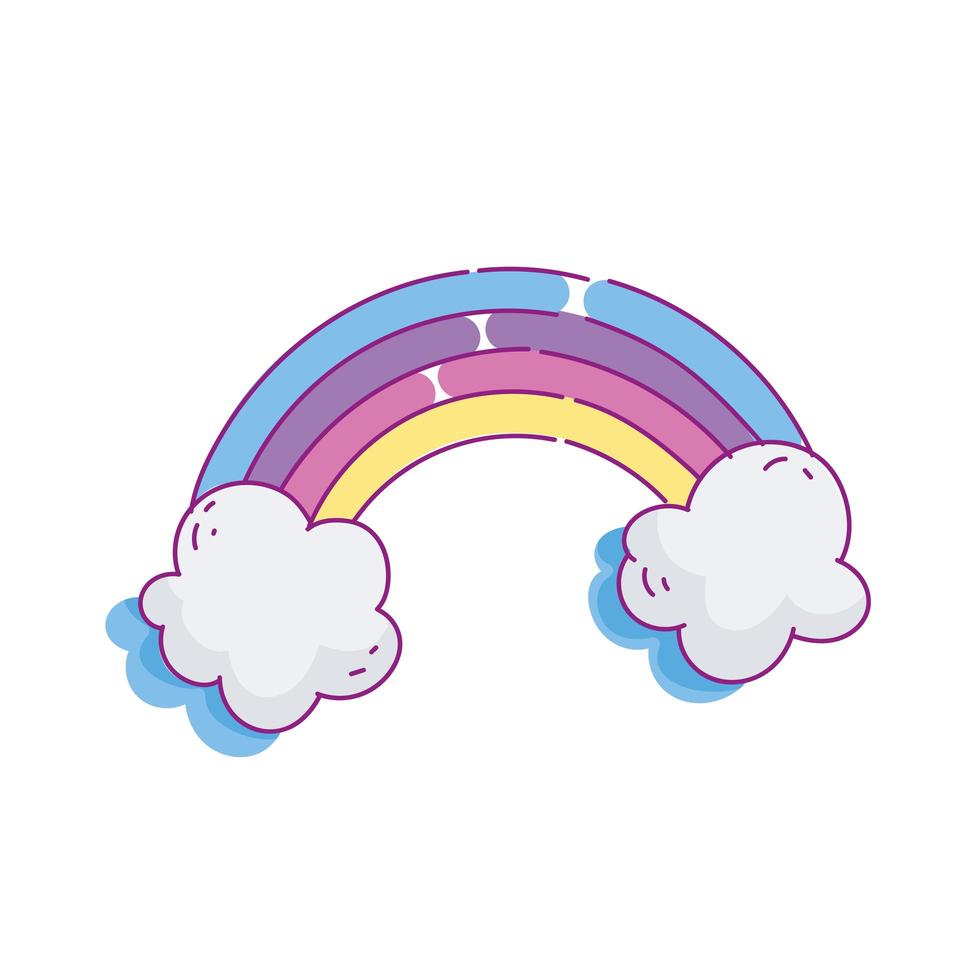 rainbow clouds cute vector