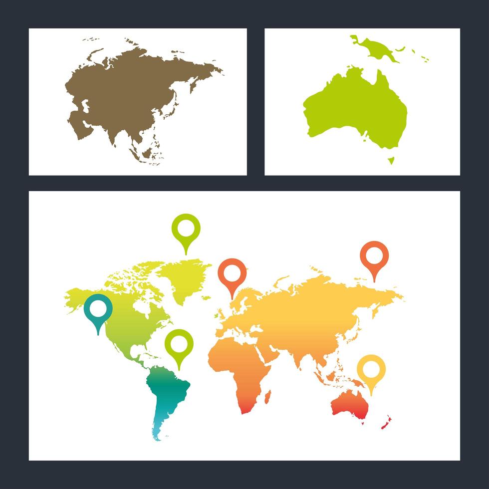maps asia oceania world vector