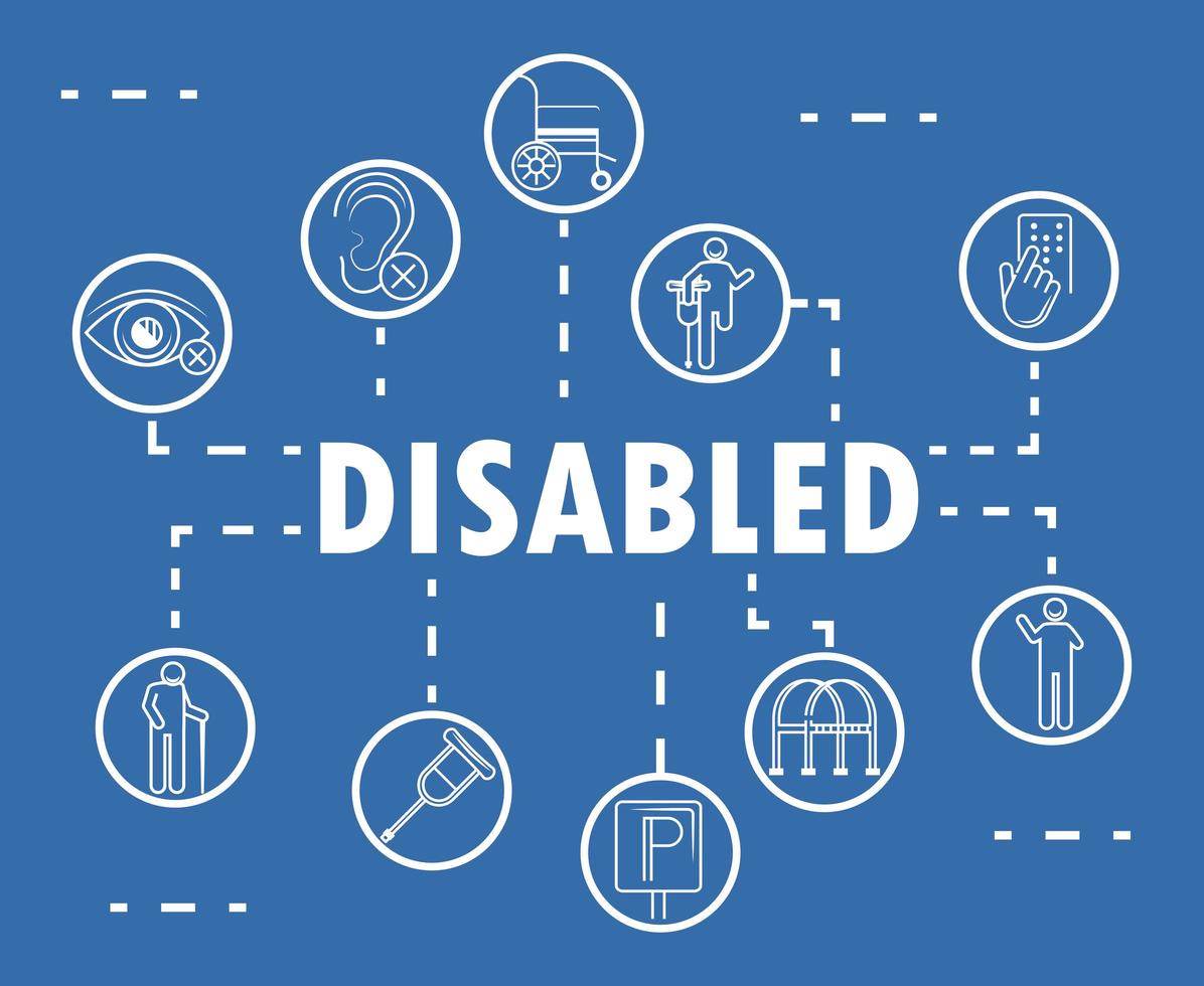 disabled pictogram icons vector