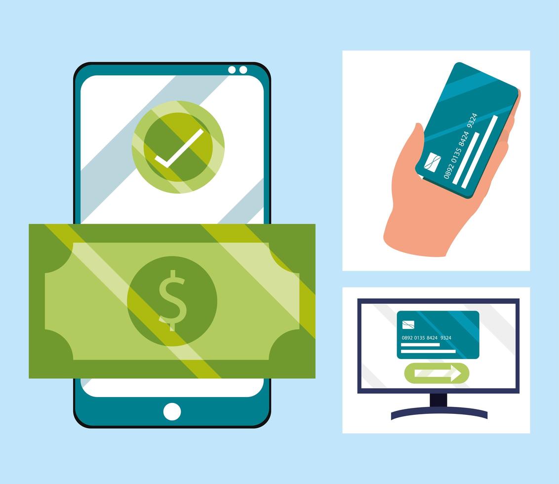 payment mobile by internet vector