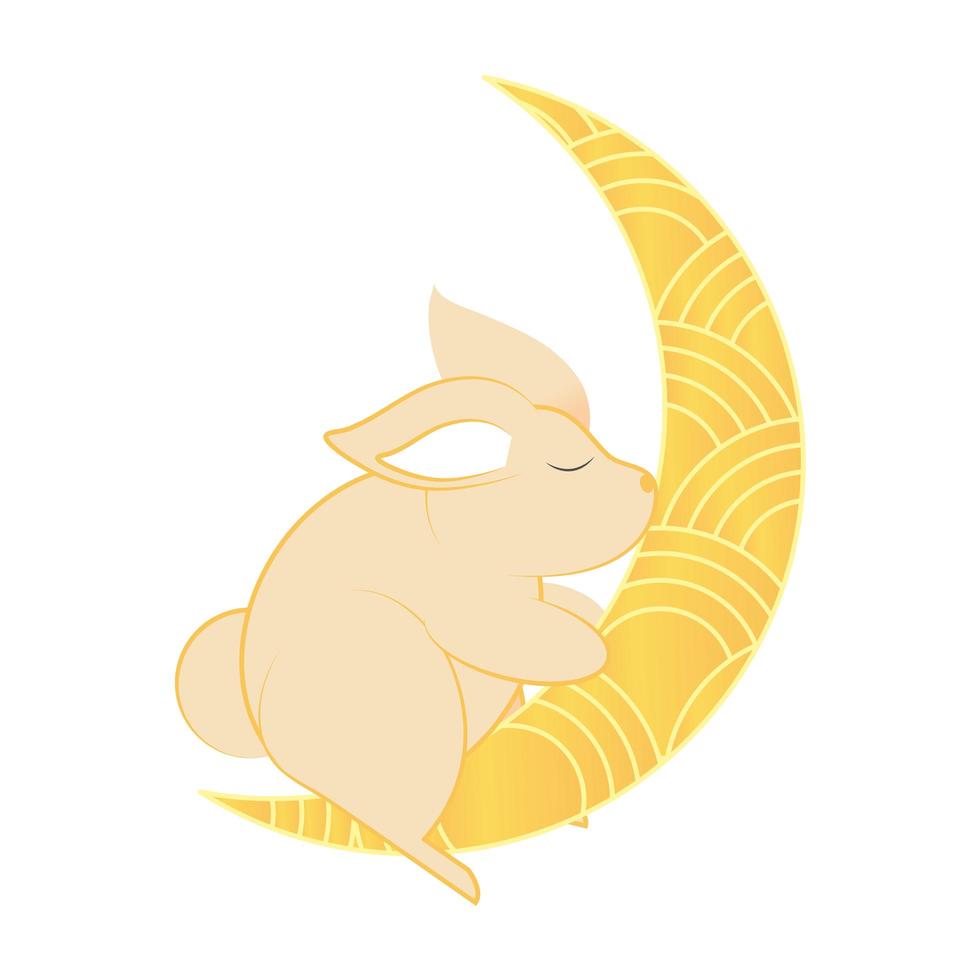 rabbit and half moon vector