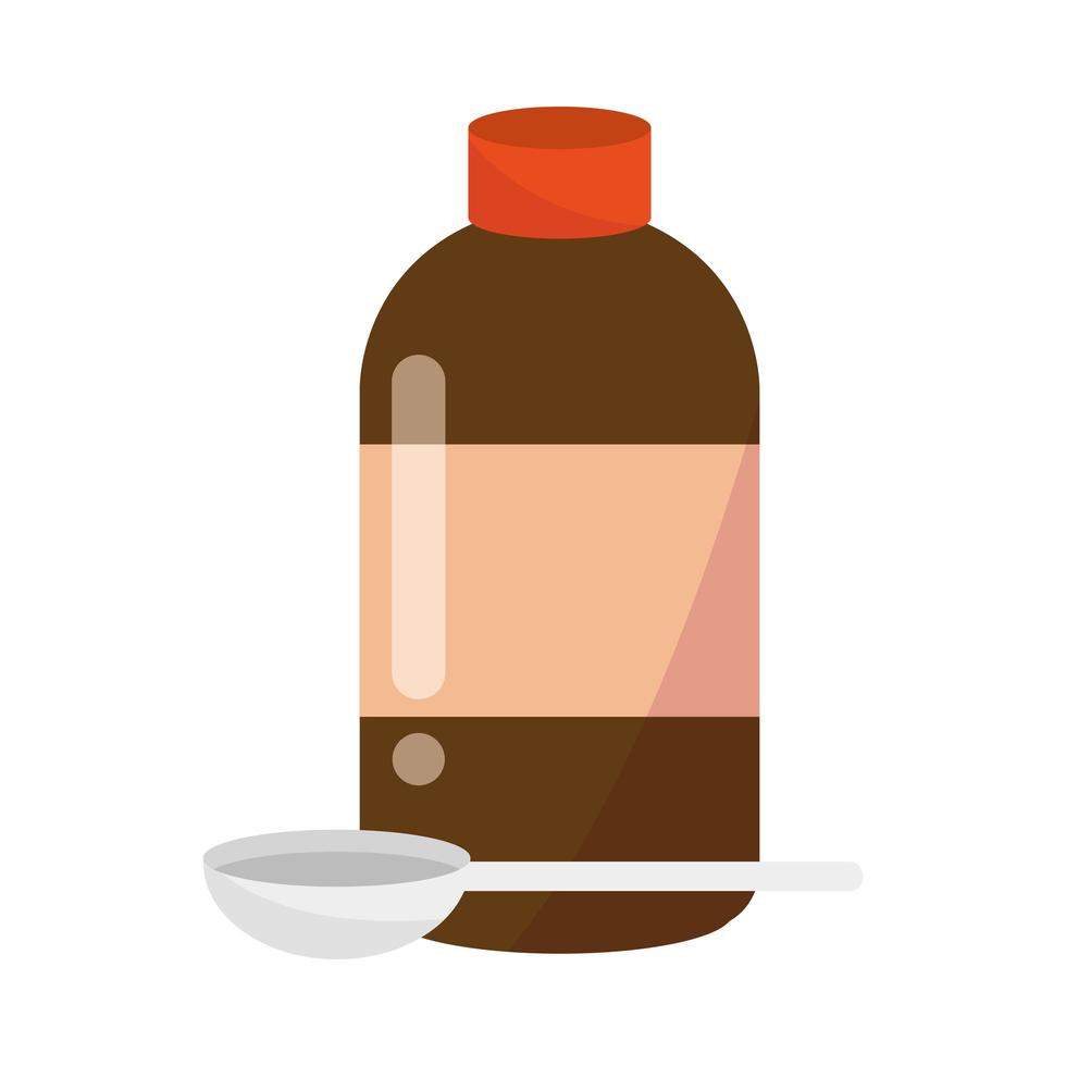 medical syrup bottle and spoon vector