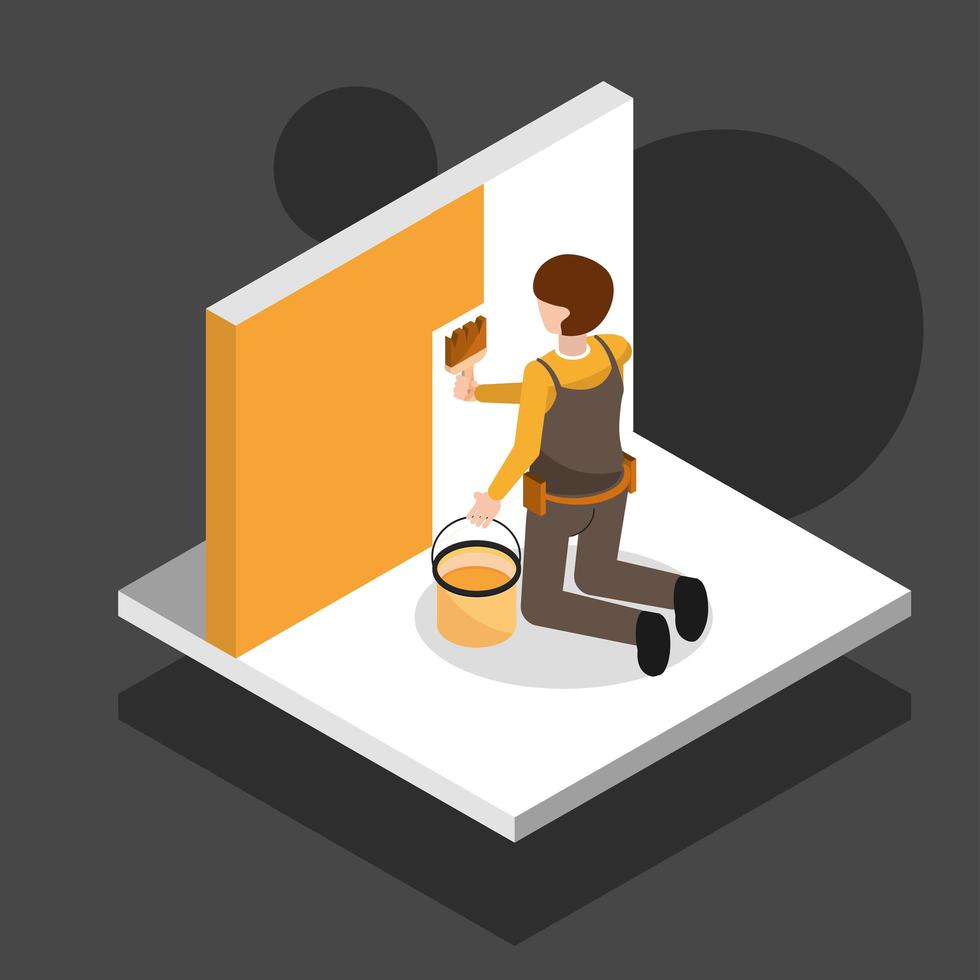 man painting the wall vector