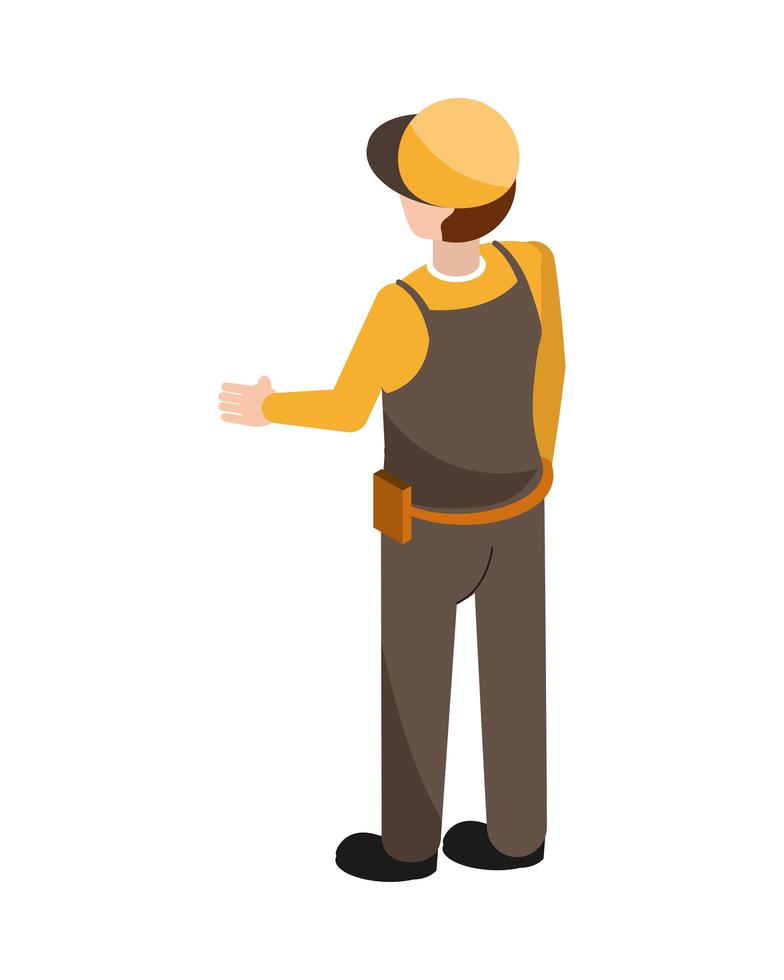 standing worker back view vector