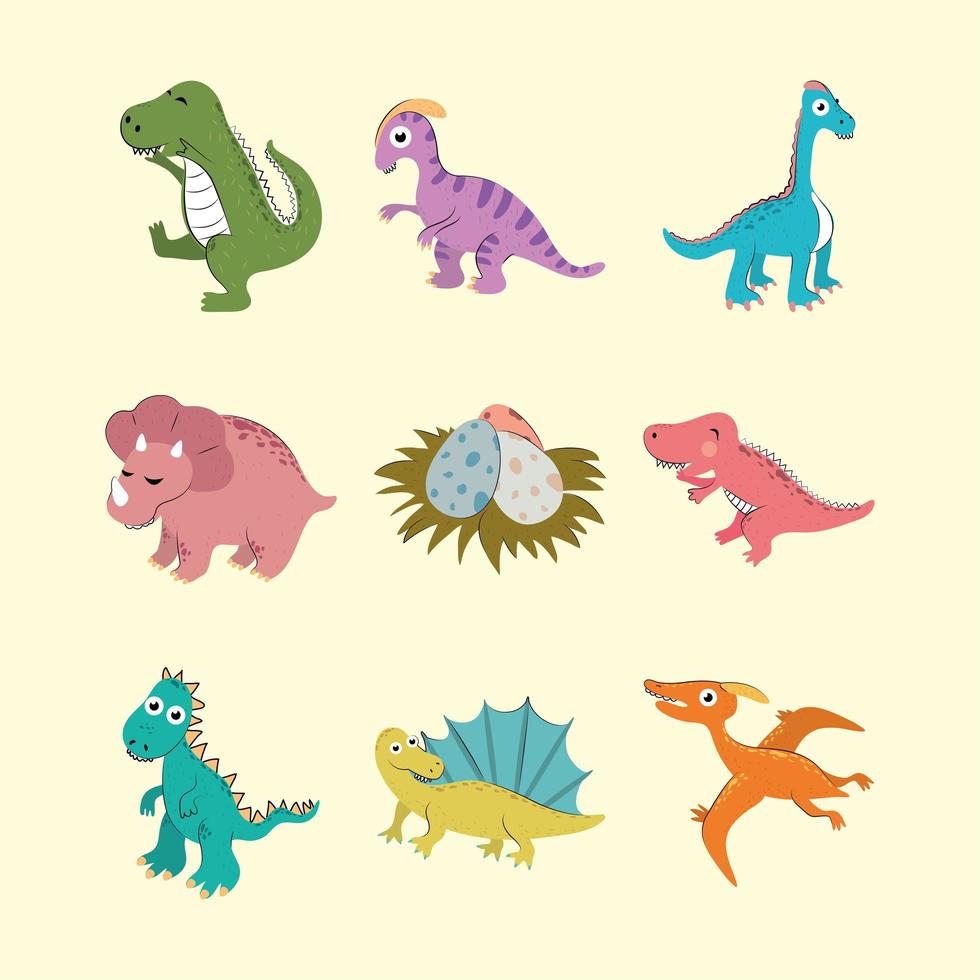 dinosaurios animales divertidos vector