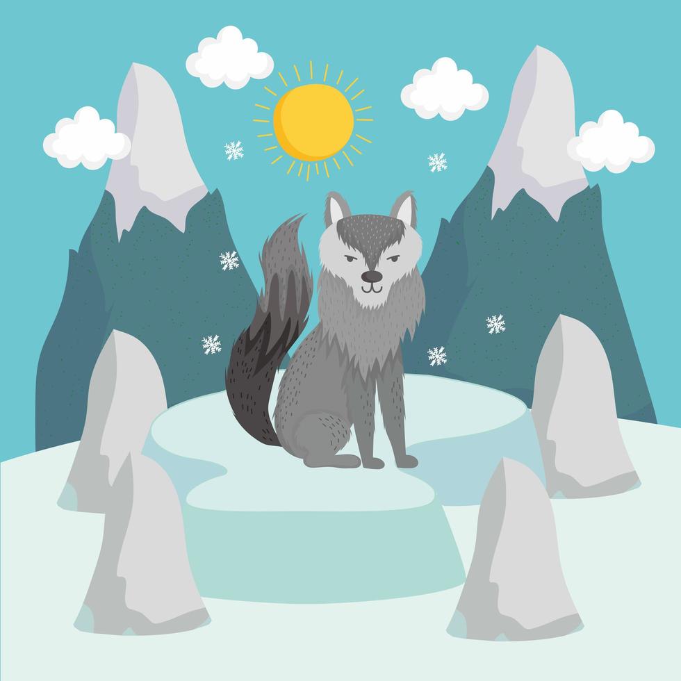 wolf sitting on snow vector