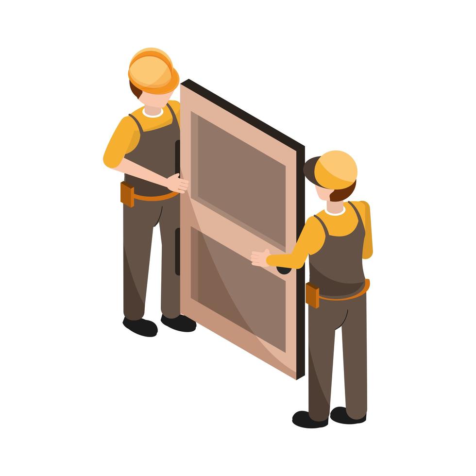 worker men with door vector