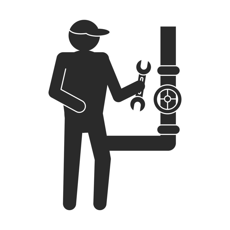 plumber installing pipes vector