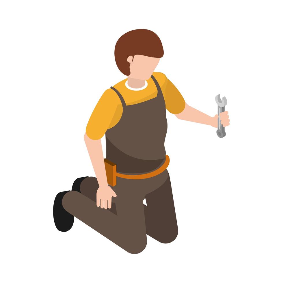 worker man with wrench vector