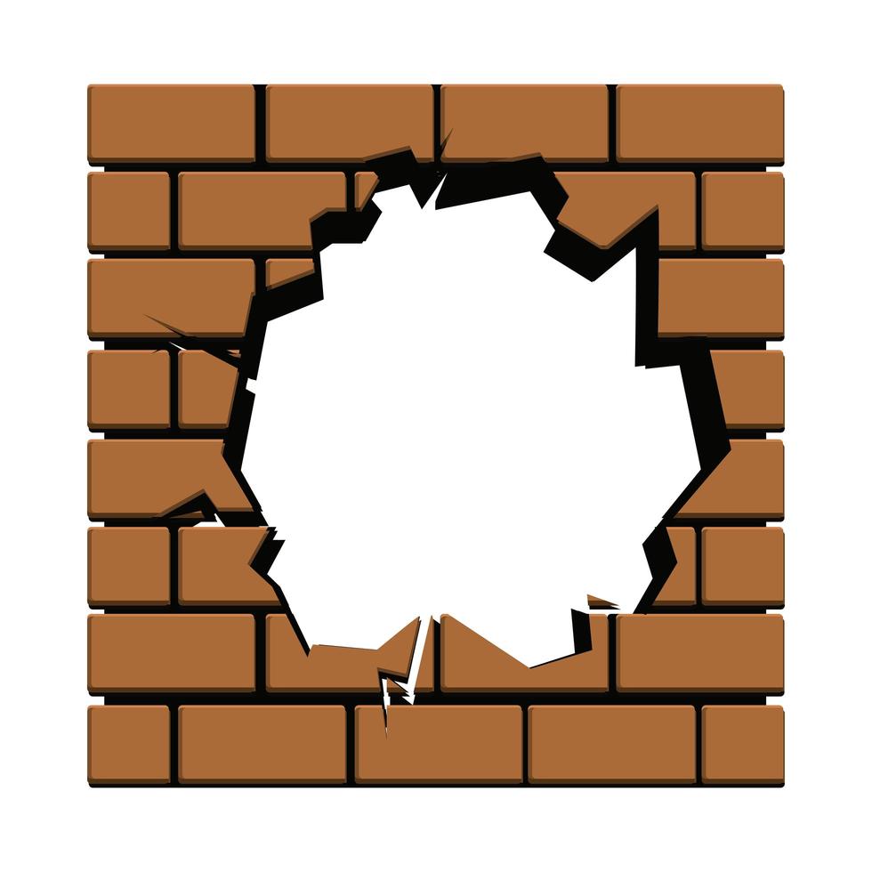 wall bricks destroyed vector