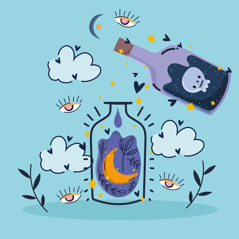 bottles of potions magical vector