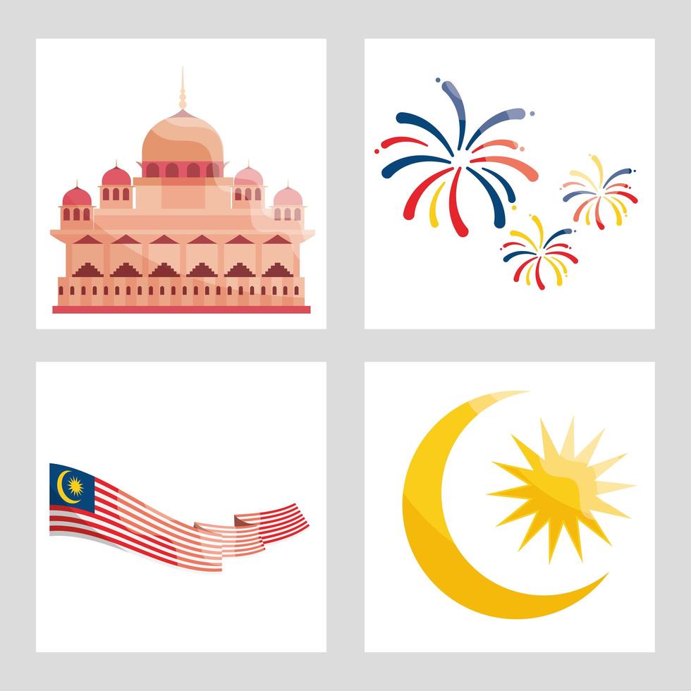 set of malaysia independence vector