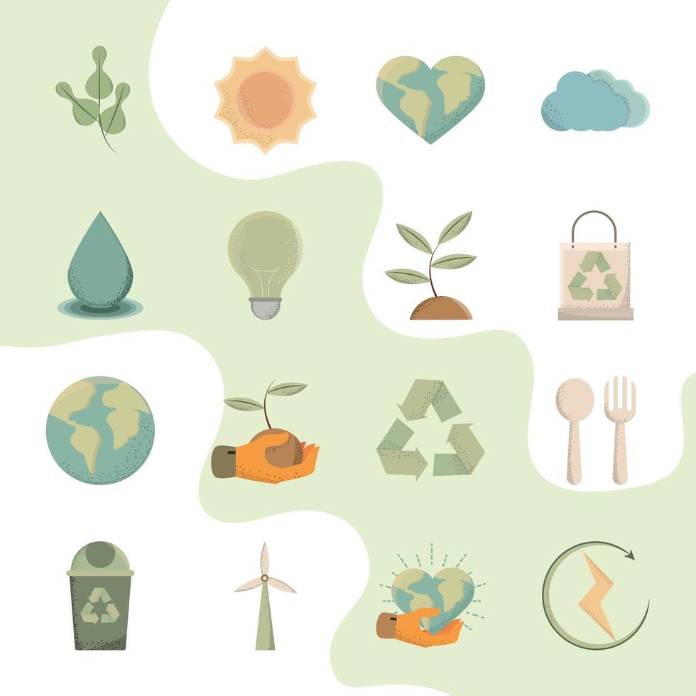 icons sustainable and environmentally vector