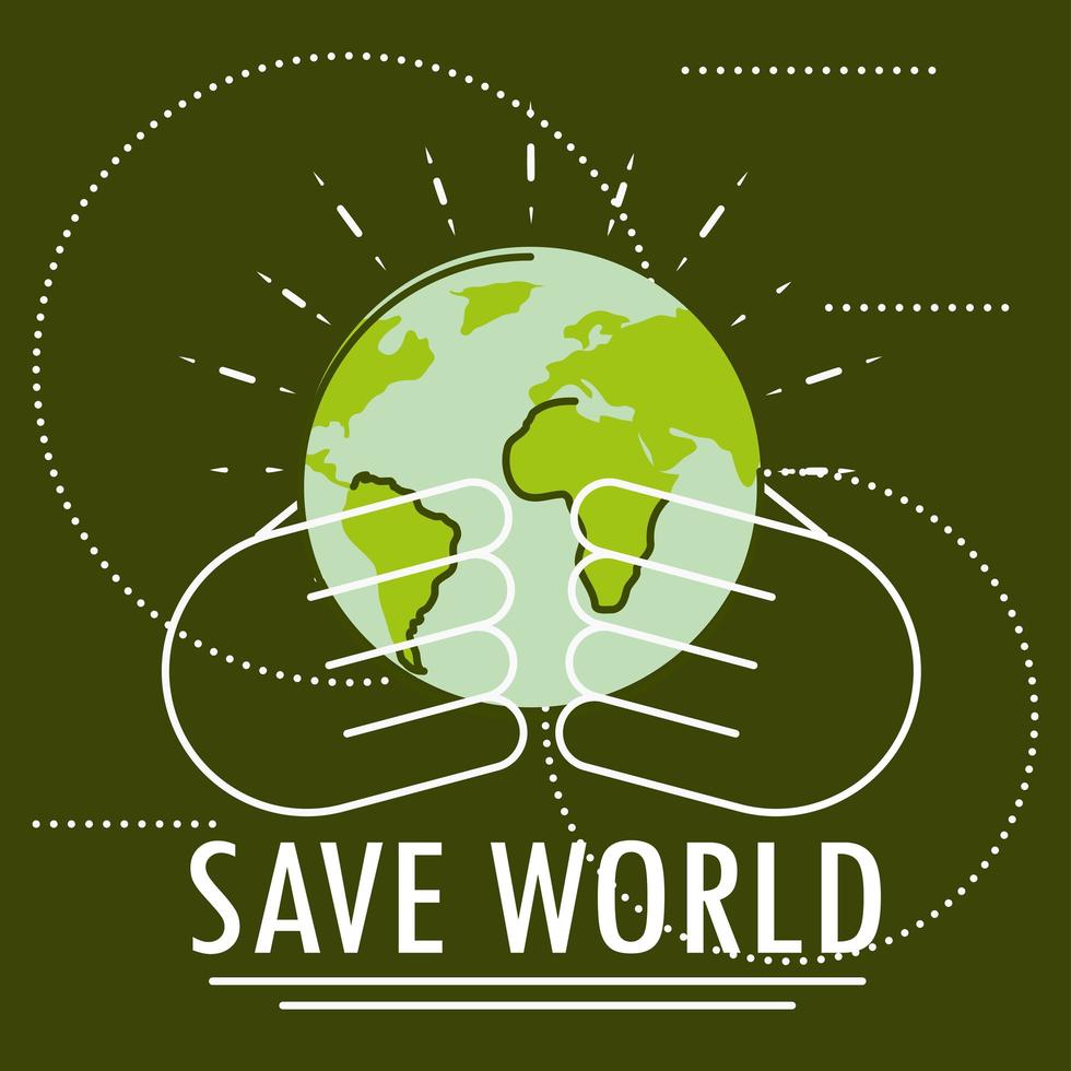 save world green card vector