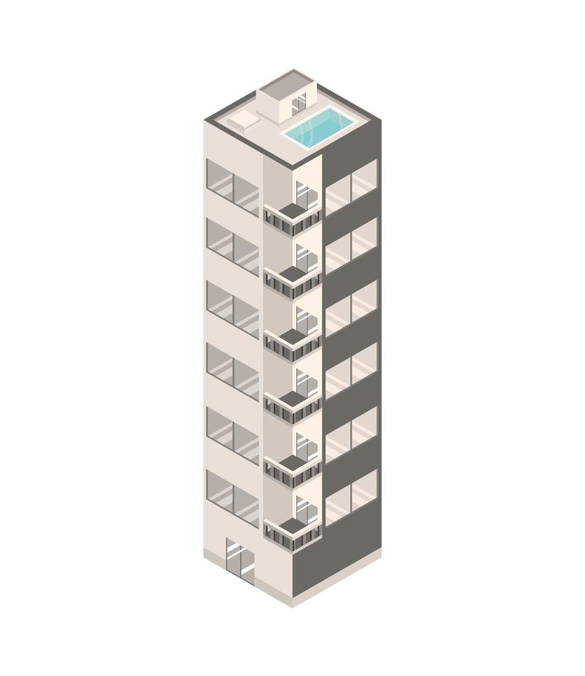 building with pool in roof vector