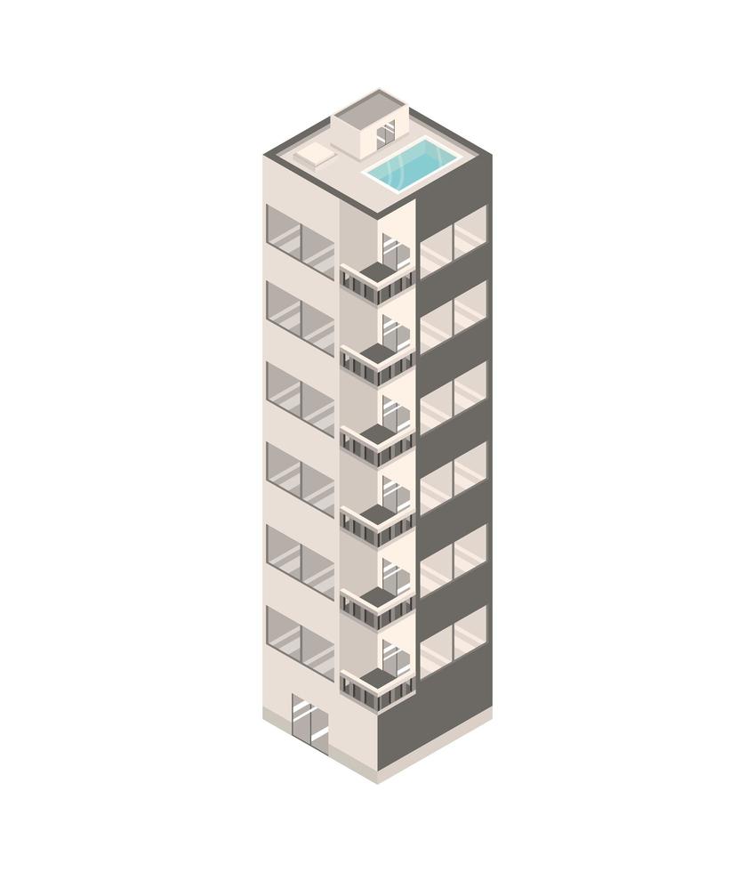 edificio con piscina en azotea vector