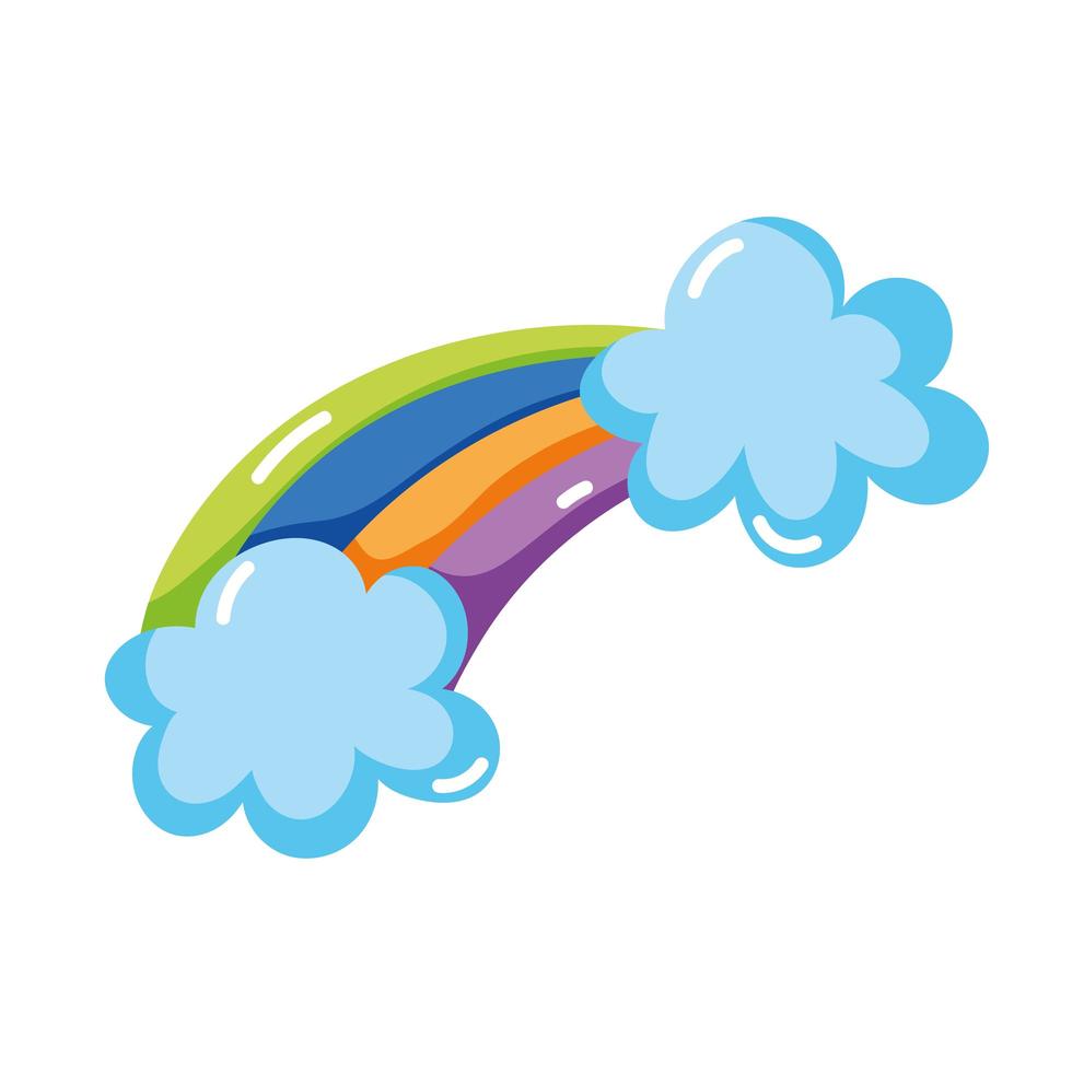 rainbow clouds cartoon vector