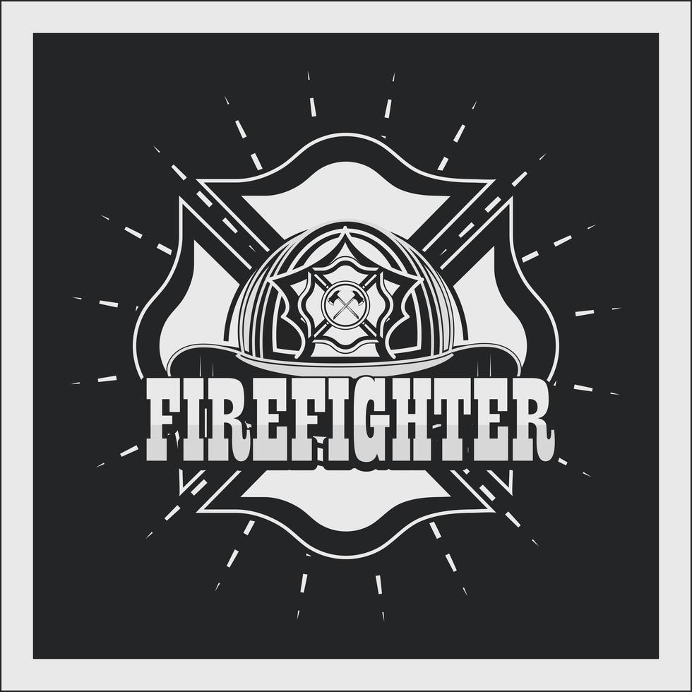 firefighter hat badge vector