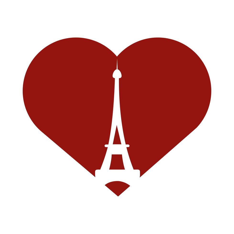 torre eiffel en el corazón vector