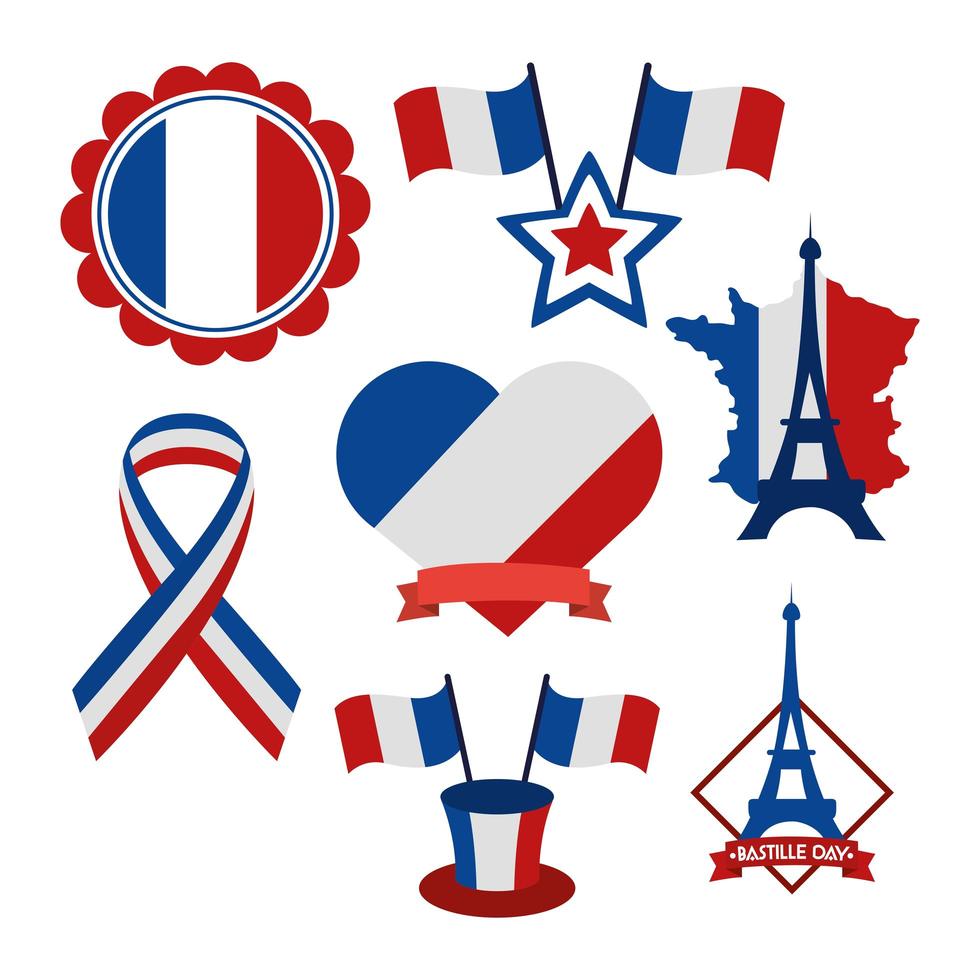 iconos de banderas francesas vector