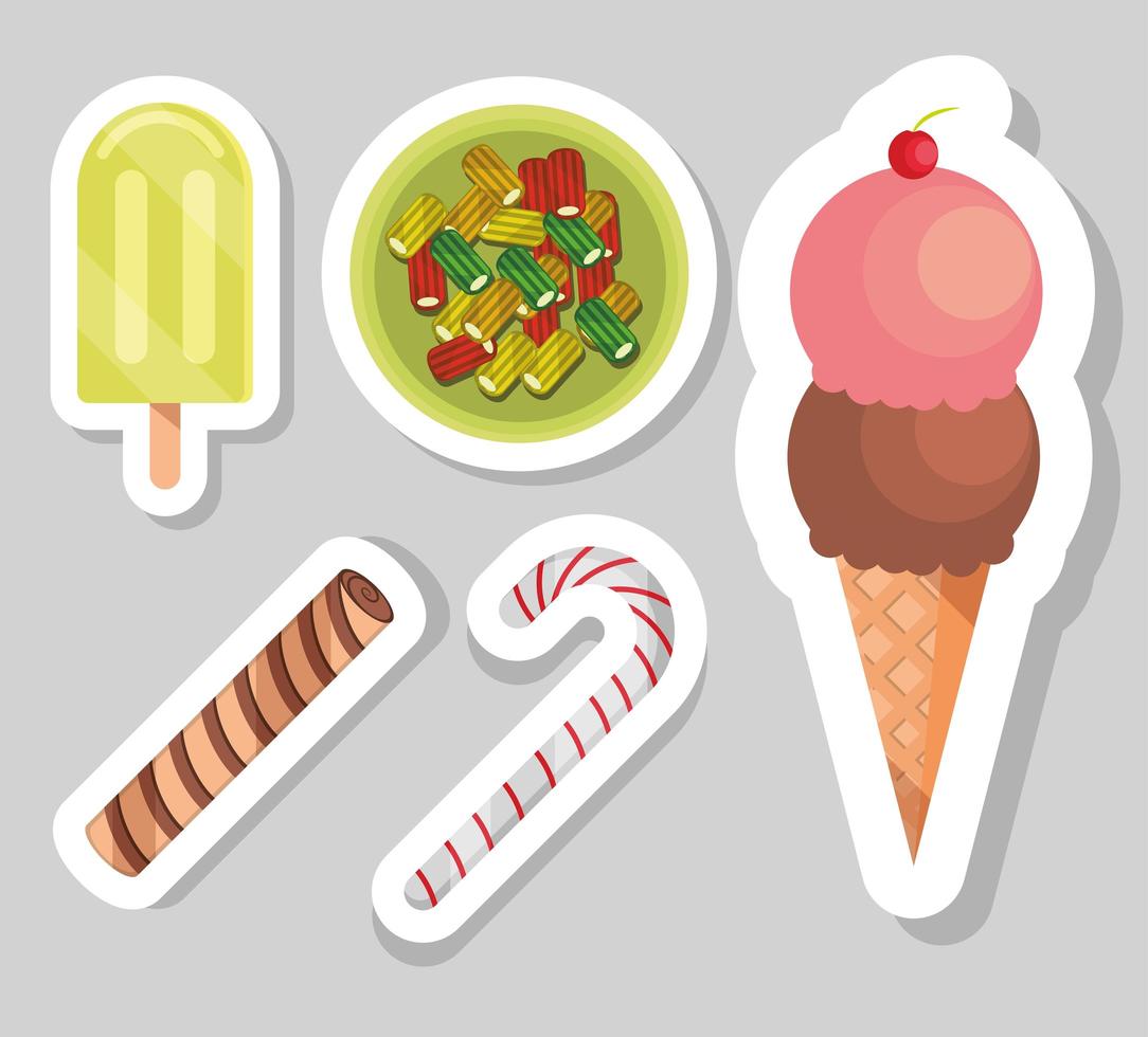 candies and ice cream vector