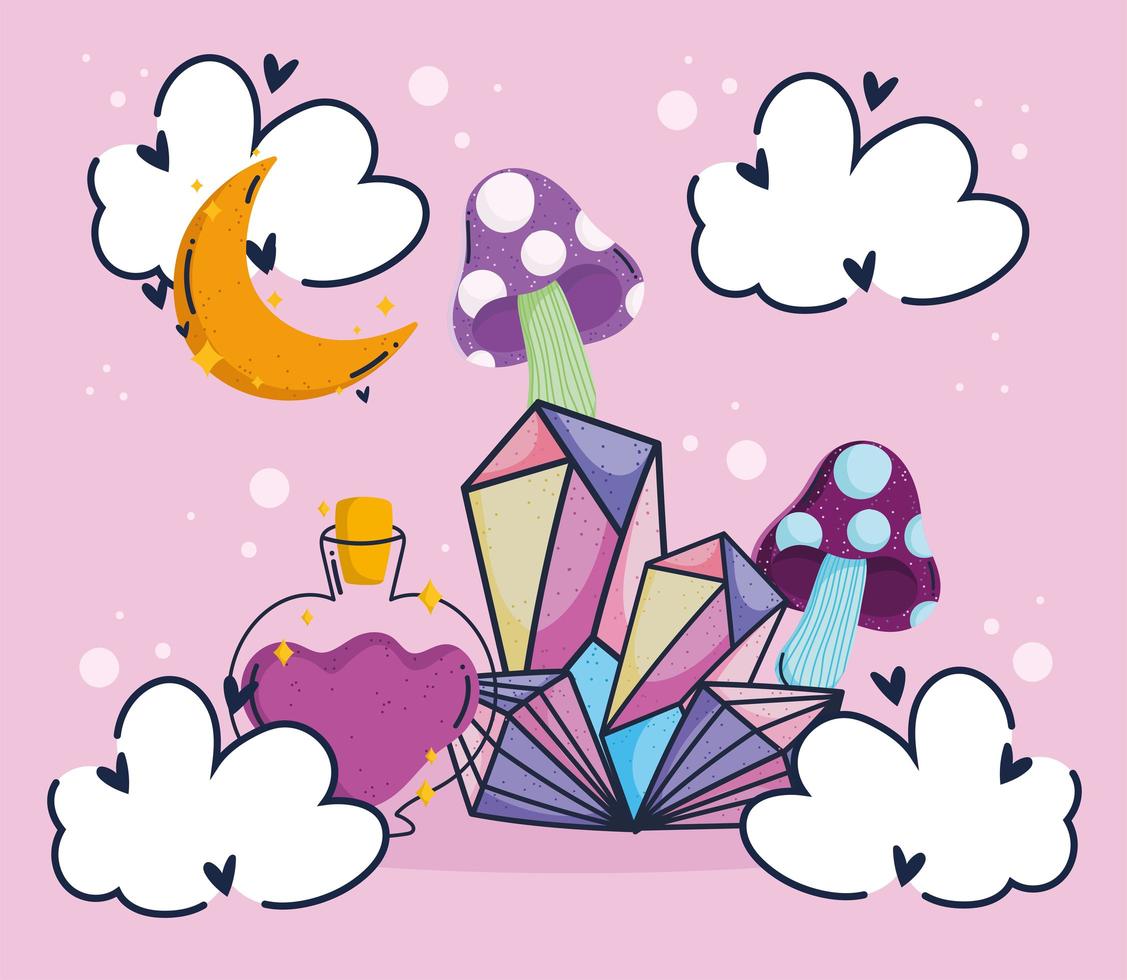 magical quartz and elixir vector