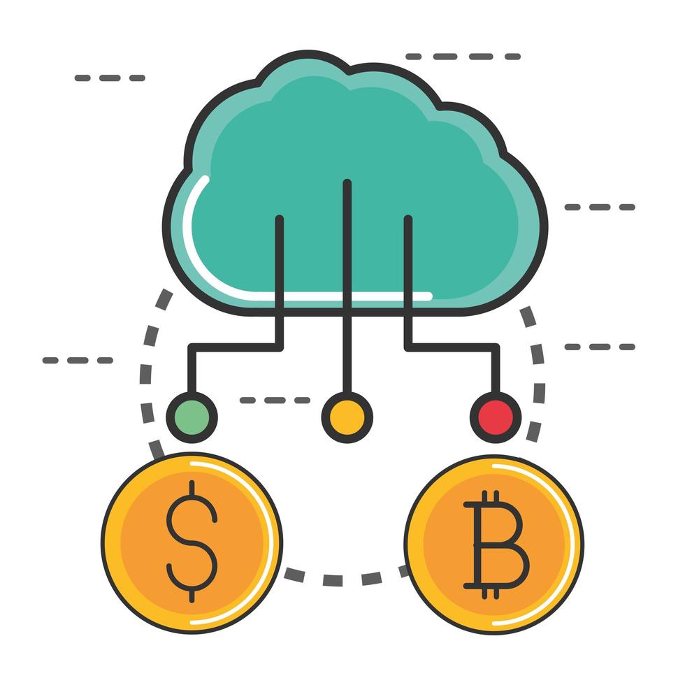 fintech dinero digital vector