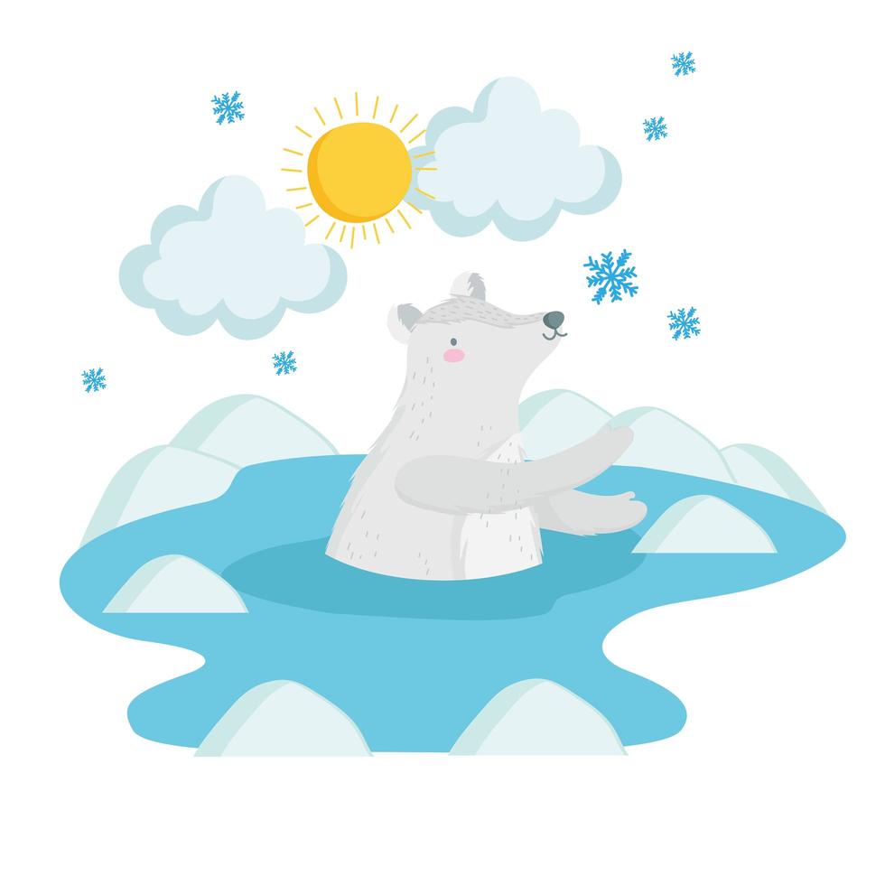 polar bear and snowflakes vector