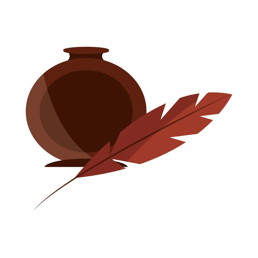 feather in ink bottle vector