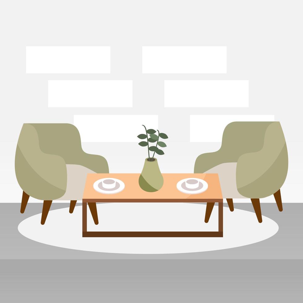 living room with chairs vector