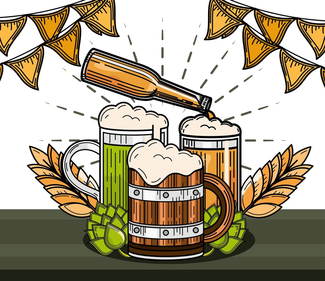 oktoberfest beer and food vector