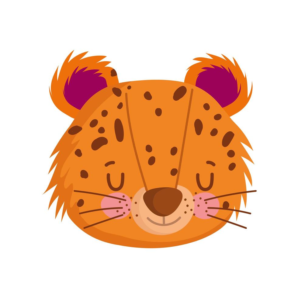 lindo, leopardo, cara, caricatura vector