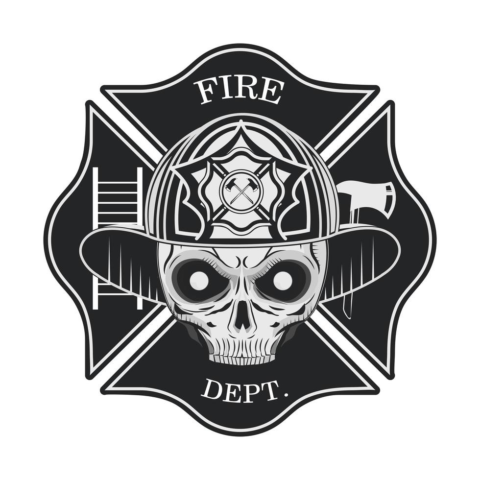 bombero con insignia de calavera vector