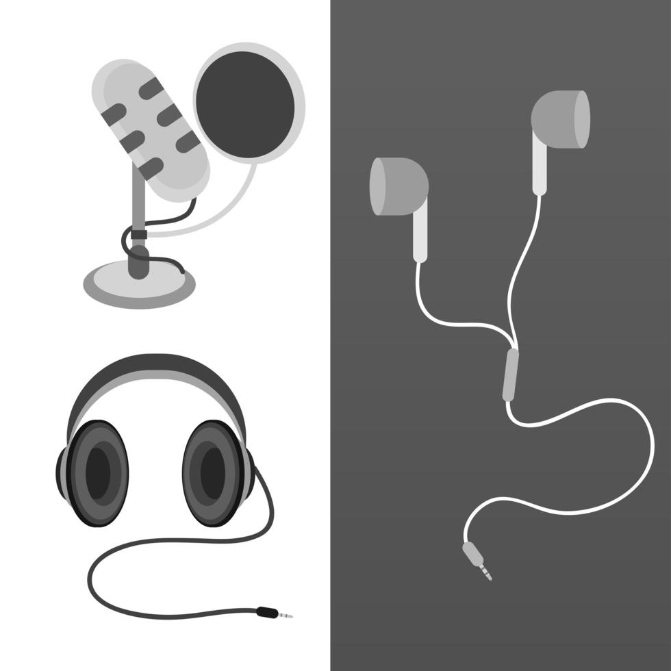 micrófono y auriculares vector