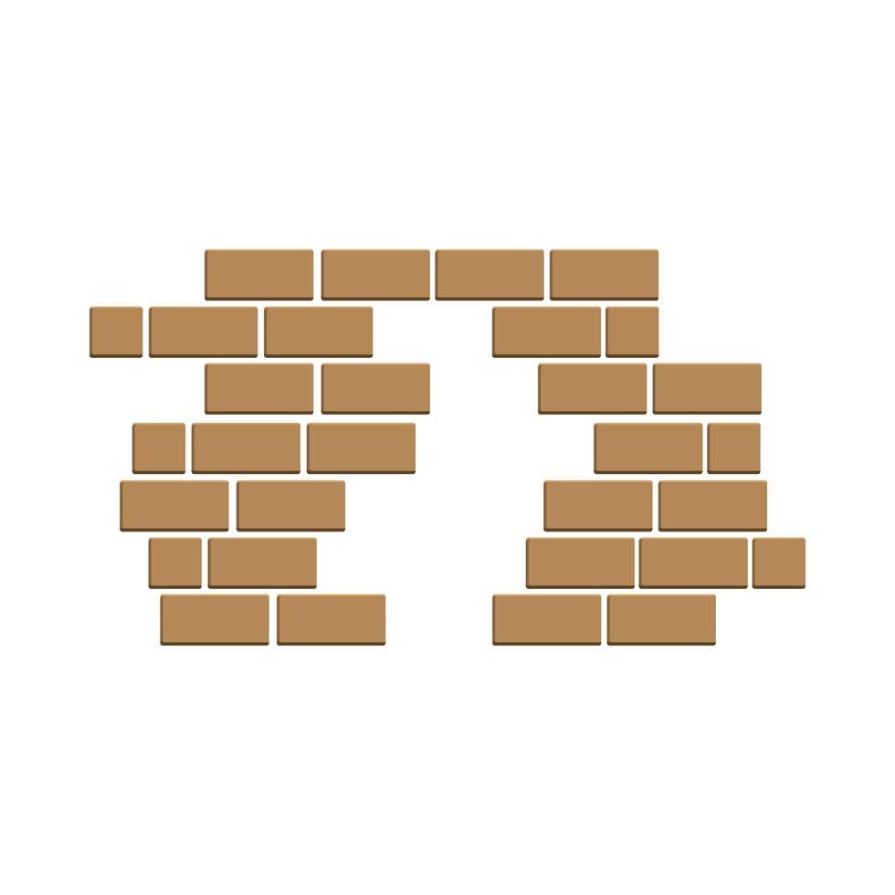 wall bricks of brown color cracked vector