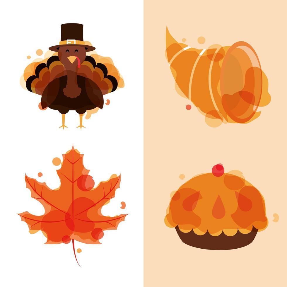 thanksgiving icon set vector