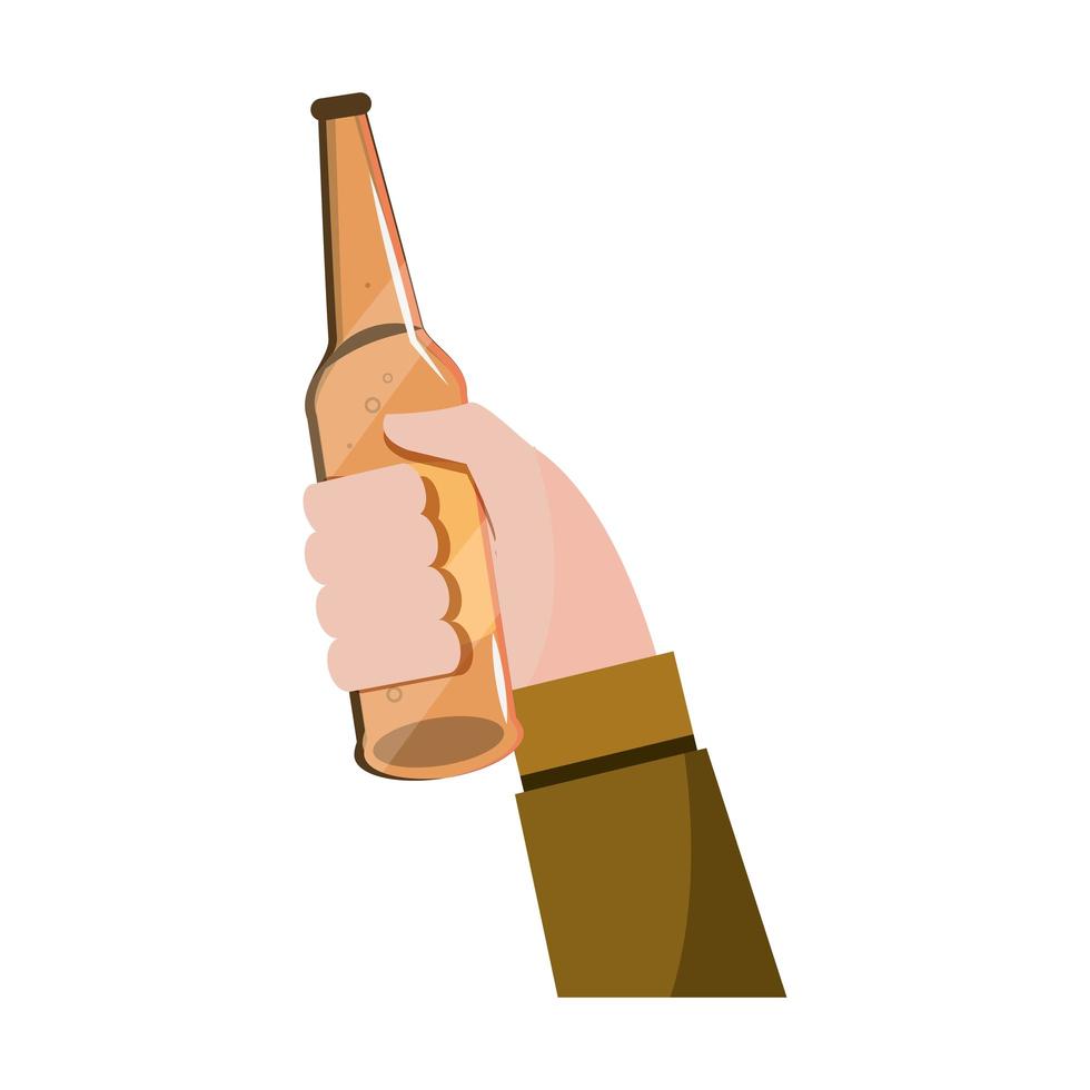 hand with beer bottle vector