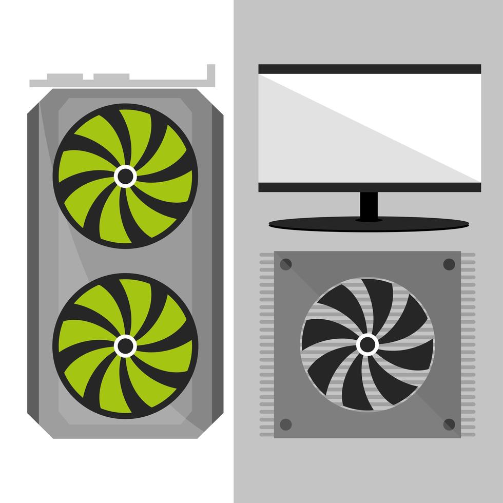 computer fan and screen vector