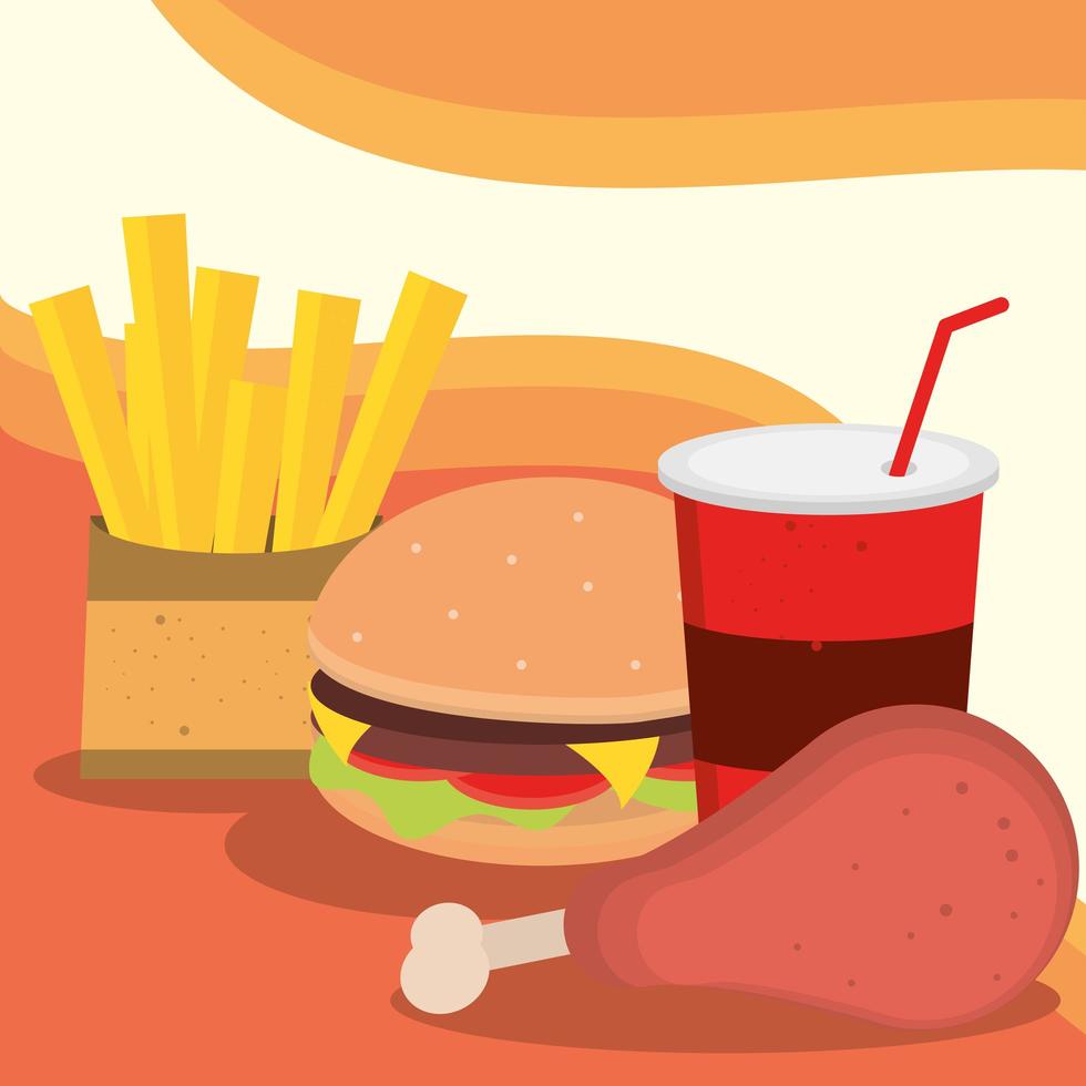 fast food burger chicken vector