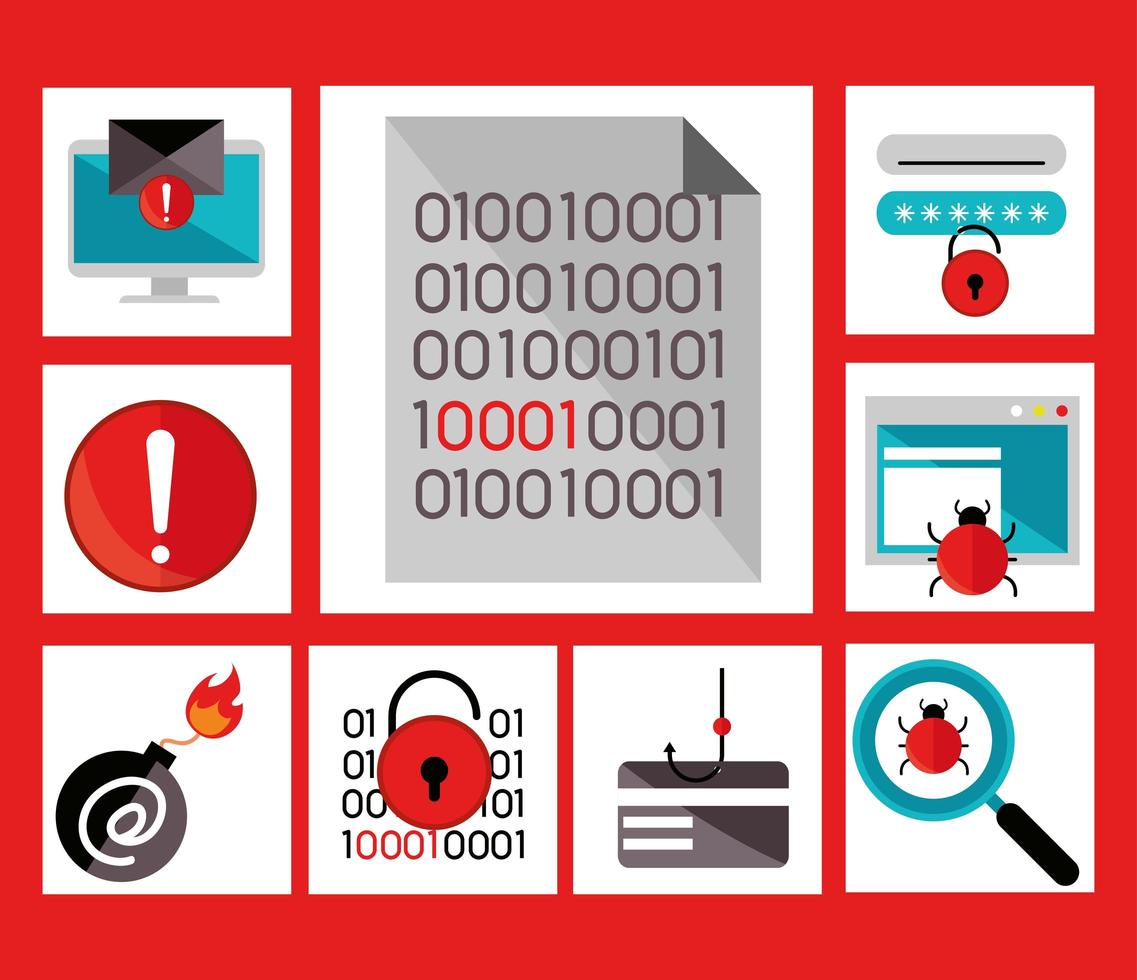 set of cyber virus vector