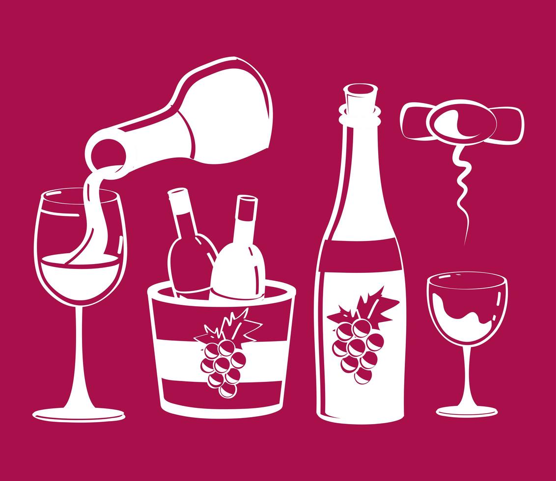 wine drink icons vector