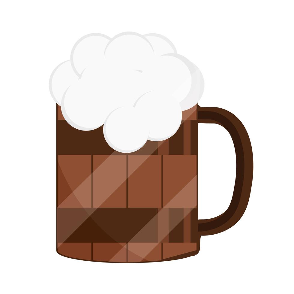 beer in wood mug vector