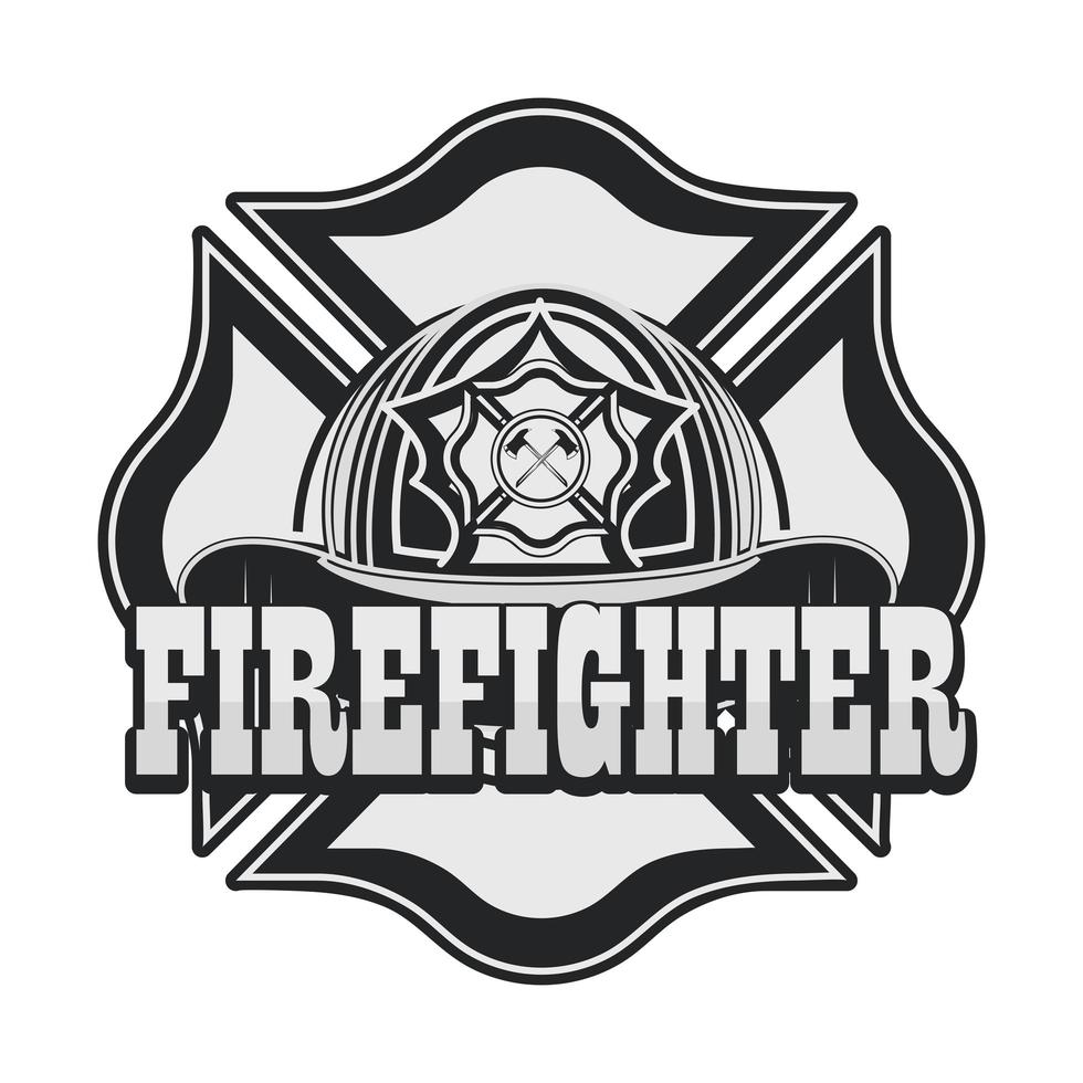 firefighter helmet and insignia vector