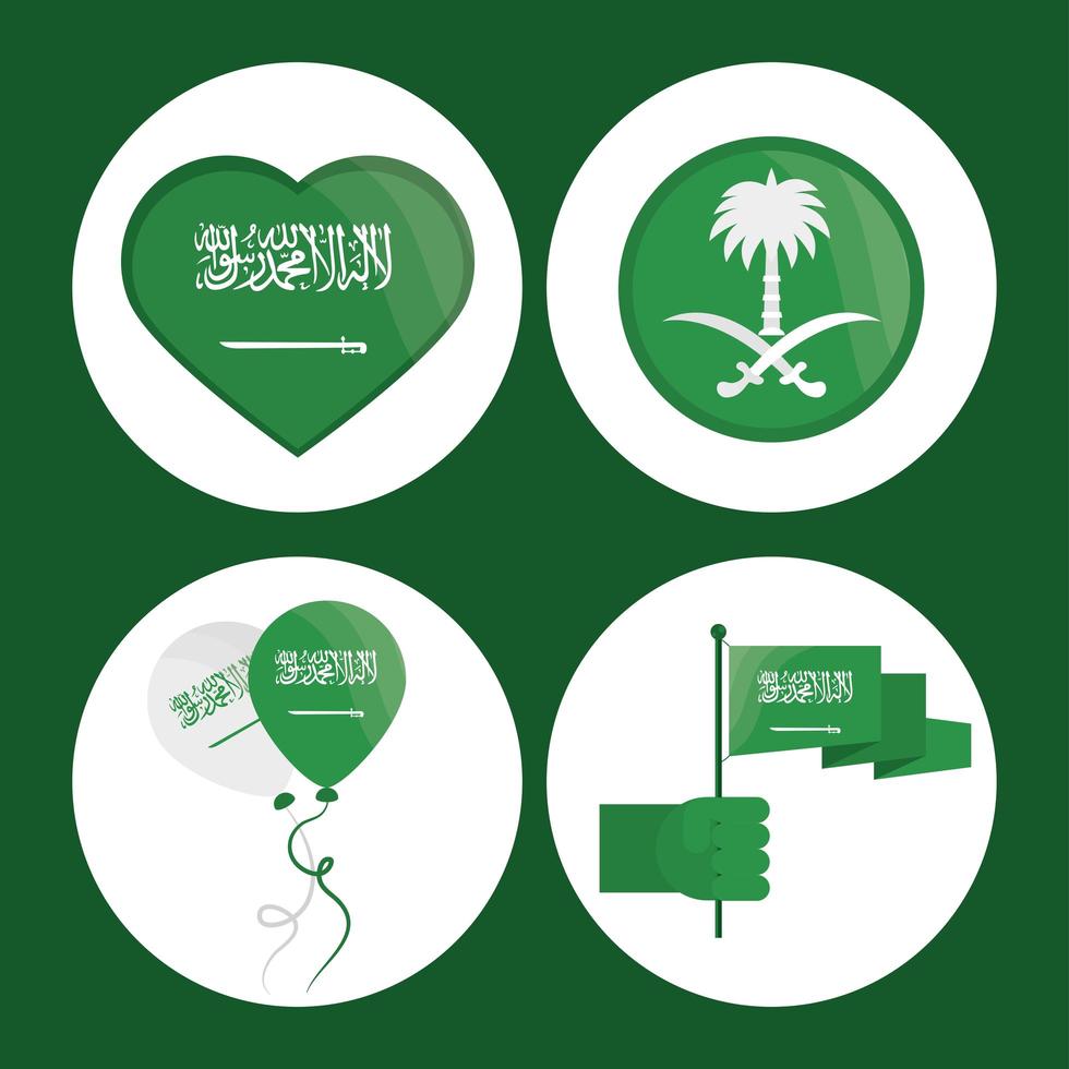 icons set saudi arabia day vector