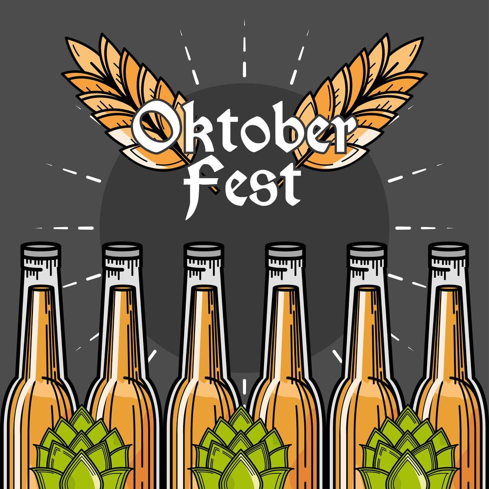 oktoberfest beers bottle vector